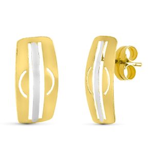 18K PENDIENTES ORO BICOLOR PRESION