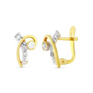 18K PENDIENTES ORO BICOLOR CIRCONITA 11X7 MM. CIERRE CATALAN
