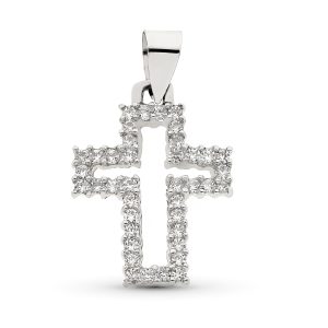 18K CRUZ ORO BLANCO CON CIRCONITA 23X17 MM