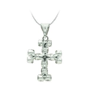 18K CRUZ ORO BLANCO CON CIRCONITA 20X15 MM