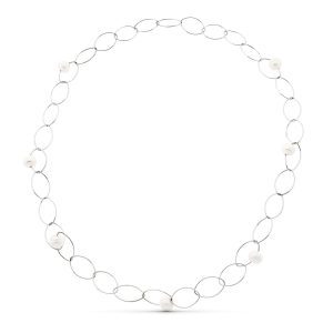 18K GARGANTILLA ORO BLANCO 7 PERLA CULTIVADAS 86 CM