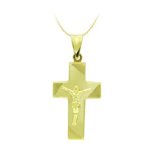 18K CRUZ ORO AMARILLO CON CRISTO HUECA 27X15 MM