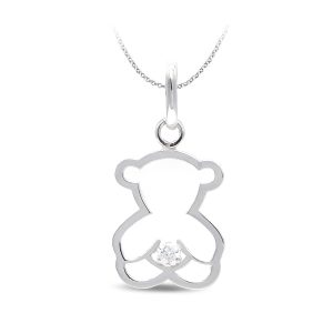 18K COLGANTE ORO BLANCO OSO CIRCONITA ORO BLANCO