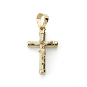 18K CRUZ ORO AMARILLO CON CRISTO HUECA 18X10 MM