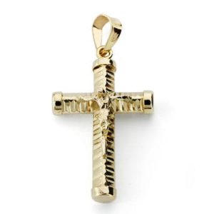 18K CRUZ ORO AMARILLO CON CRISTO HUECA 24X15 MM