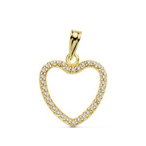 18K COLGANTE ORO AMARILLO CORAZON CIRCONITA 16X16 MM