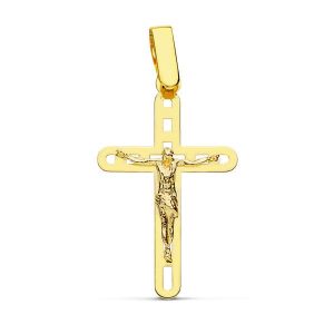18K CRUZ ORO AMARILLO CON CRISTO CALADA 26X16 MM