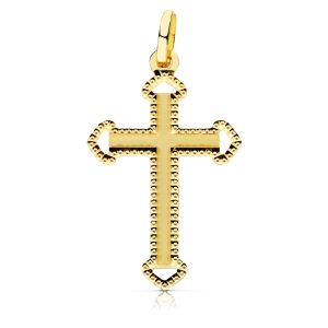 18K CRUZ ORO AMARILLO SIN CRISTO TALLADA 28X17 MM