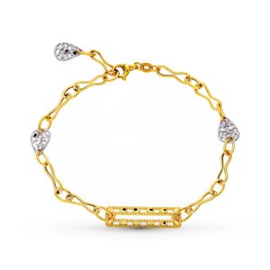 18k PULSERA ORO BICOLOR MOTIVOS Y HOJAS