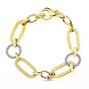18K PULSERA BICOLOR ESLABONES ANCHO 14 MM LARGO 20.5 CM
