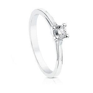 18K SOLITARIO ORO BLANCO DIAMANTE TALLA BRILLANTE 0.200 QTS. SI-H