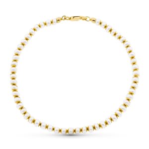 18K PULSERA ORO AMARILLO PERLA 18.5 CM