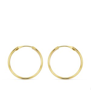 18K AROS ORO AMARILLO MEDIA CAÑA LIGEROS 18X3 MM