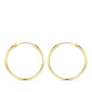 18K AROS ORO AMARILLO MEDIA CAÑA LIGEROS 20X3 MM