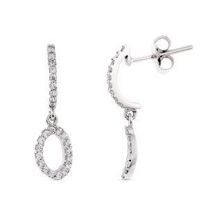 18K PENDIENTES ORO BLANCO. 19 X 5 MM CIERRE PRESION