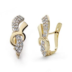 18K PENDIENTES ORO BICOLOR CIRCONITA 18X7 MM CIERRE CATALAN