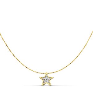 18K GARGANTILLA ESTRELLA ORO BICOLOR 6X6 MM CADENA 42CM