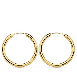 18K AROS ORO AMARILLO REDONDOS LISOS LIGEROS 20X2 MM