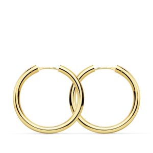 18K AROS ORO AMARILLO REDONDOS LISOS LIGEROS 24X2.5 MM
