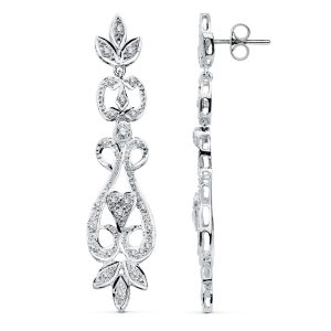 18K PENDIENTES ORO BLANCO CIRCONITA PRESION