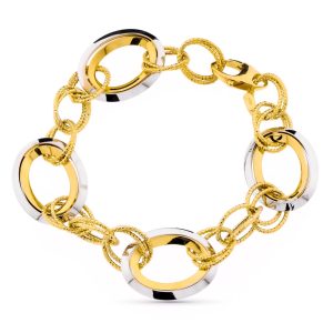 18K PULSERA BICOLOR ESLABONES
