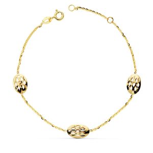 18K PULSERA ORO AMARILLO OVALES CALADOS 19.5CM
