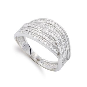 18K SORTIJA ORO BLANCO CON CIRCONITAS. ANCHO: 10,5 MM