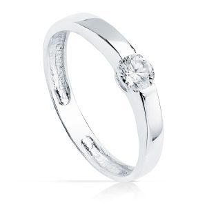 18K SOLITARIO ORO BLANCO CIRCONITA 4 MM