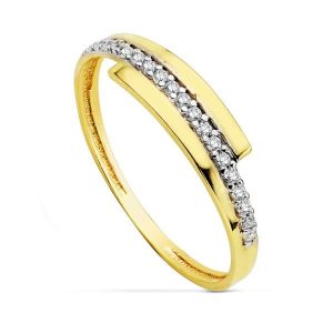 18K SORTIJA ORO BICOLOR CON CIRCONITAS. ANCHO: 4 MM
