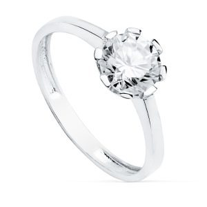 18K SOLITARIO ORO BLANCO GARRAS CIRCONITA 7 MM
