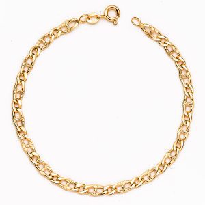 18K PULSERA ORO AMARILLO ESLABON ANCLA Y BARBADO ANCHO: 4 MM. LARGO: 19,5 CM