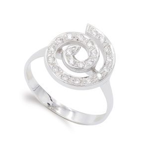 18K SORTIJA ORO BLANCO Y CIRCONITA ESPIRAL. ANCHO: 14,5 MM