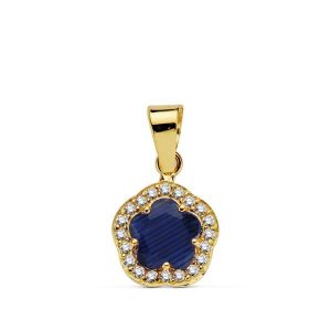9K COLGANTE ORO AMARILLO ESTRELLA 9 MM PIEDRA COLOR