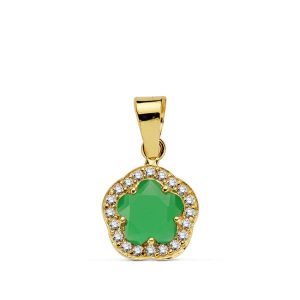9K COLGANTE ORO AMARILLO ESTRELLA 9 MM PIEDRA COLOR