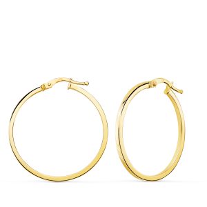 18K AROS ORO AMARILLO LISOS REDONDOS TUBO CUADRADO 33X1.50 MM