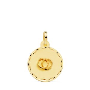 18K PLACA CHAPA DISCO ORO AMARILLO REDONDO ALIANZAS TALLADO 16 MM