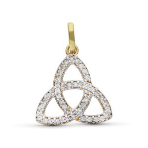 9K COLGANTE ORO BICOLOR TRINITY CON CIRCONITAS. MEDIDA: 16X17 MM