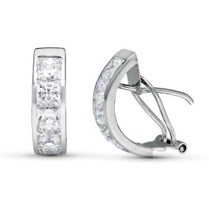 9K PENDIENTES ORO BLANCO CIRCONITA 20X5 MM CIERRE OMEGA