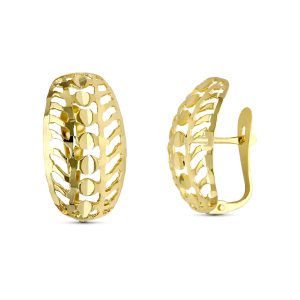 9K PENDIENTES ORO AMARILLO TALLADOS 20X10 MM CIERRE CATALAN