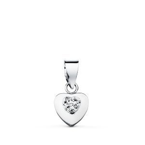 9K COLGANTE ORO BLANCO BRILLO CON CIRCONITAS. MEDIDA: 7 X 7 MM