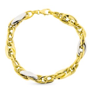 9K PULSERA ORO BICOLOR 20CM