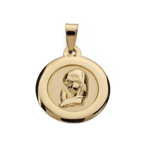 9K MEDALLA ORO AMARILLO VIRGEN NIÑA CERCO LISO 18 MM