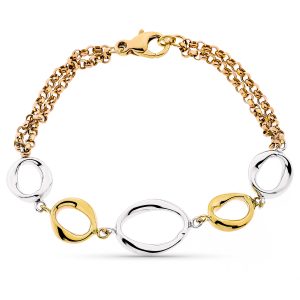 9K PULSERA TRICOLOR HUECA 19CM