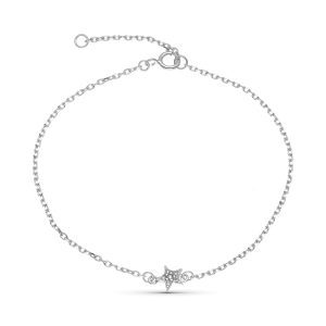 9K PULSERA ORO BLANCO ESTRELLA DIAMANTES 0.033 CTS 18CM REDUCCION 16CM