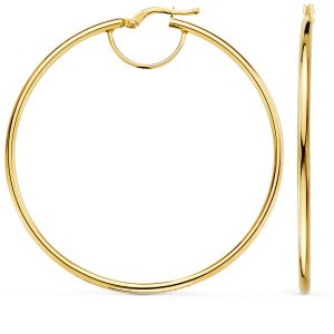 18K PENDIENTES AROS ORO AMARILLO HUECOS REDONDOS TUBO REDONDO 54 MM. GROSOR 2 MM