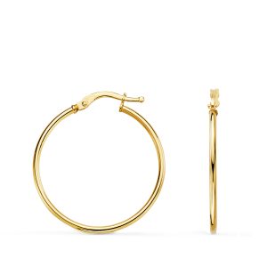 18K PENDIENTES AROS CRIOLLAS ORO AMARILLO HUECOS REDONDOS TUBO REDONDO 28 MM. GROSOR 1,5 MM