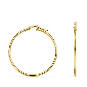 18K PENDIENTES AROS CRIOLLAS ORO AMARILLO HUECOS REDONDOS TUBO REDONDO 33 MM. GROSOR 1,5 MM