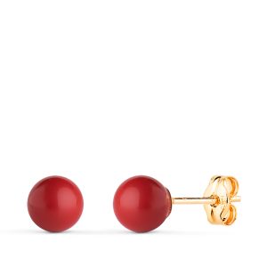 18K PENDIENTES ORO AMARILLO CORAL CON CASQUILLA. MEDIDA: 6 MM. CIERRE PRESION
