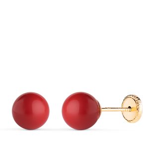 18K PENDIENTES ORO AMARILLO CORAL CON CASQUILLA. MEDIDA: 7 MM. CIERRE TUERCA