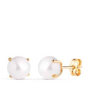 18K PENDIENTES ORO AMARILLO PERLAS CON 4 GARRAS. MEDIDA: 7 MM. CIERRE PRESION
